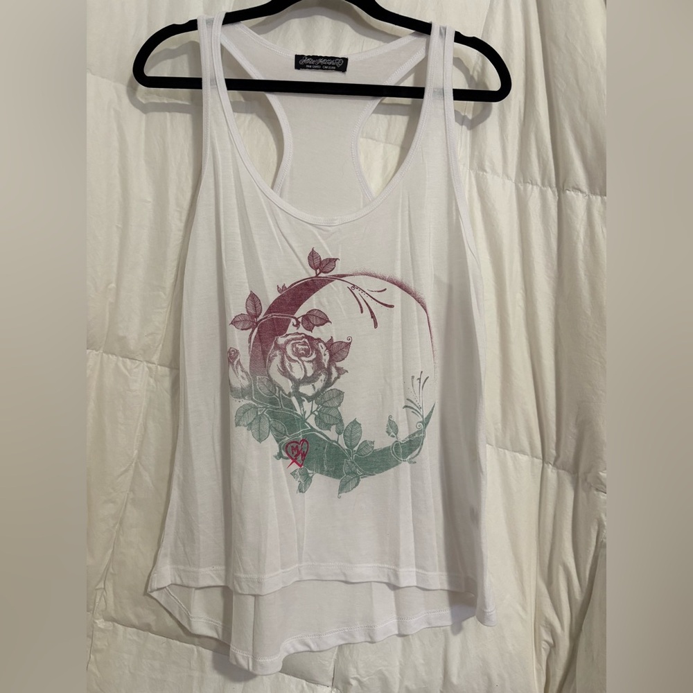 Moon and rose print racer back tank top